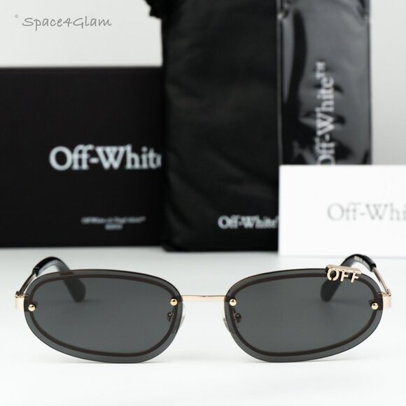 Off-White Women Sunglasses Gold Grey Oval OERI13M MIAMI 7607 NEW AUTHENTIC main image 8